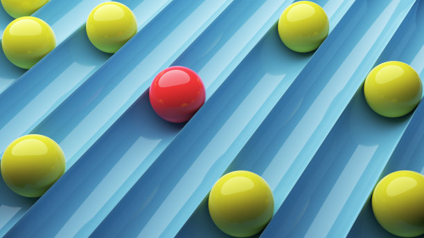 彩色球在光滑的树丛，几何抽象的背景图片下载