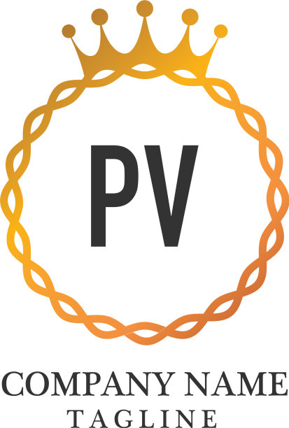 字母PV优雅Logo设计模板图片下载