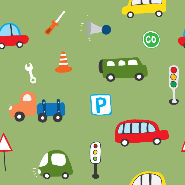 可爱的汽车无缝模式卡通运输图片下载