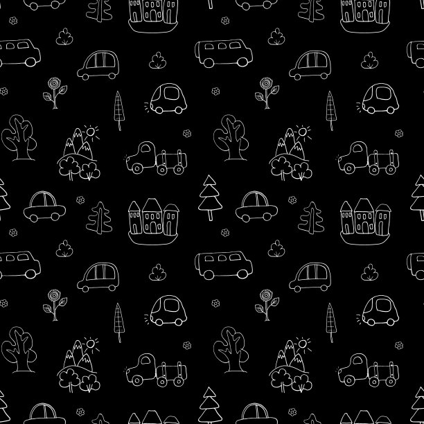 可爱的汽车无缝模式卡通运输图片下载