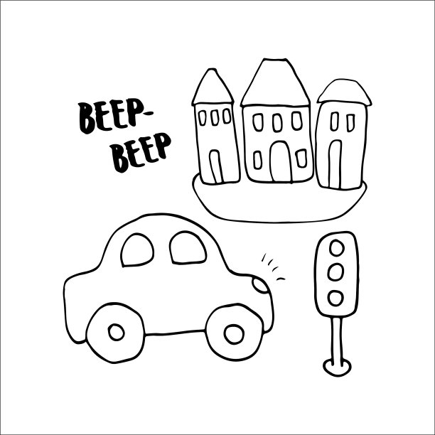 可爱的汽车，卡通涂鸦，交通t恤图片下载