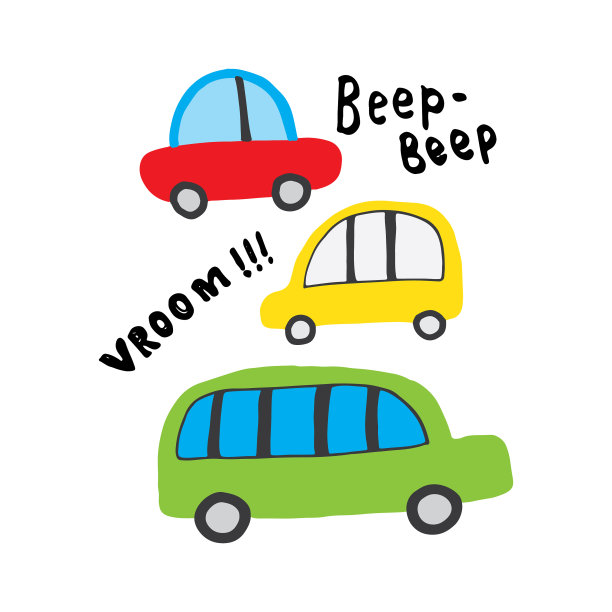 可爱的汽车，卡通涂鸦，交通t恤图片下载