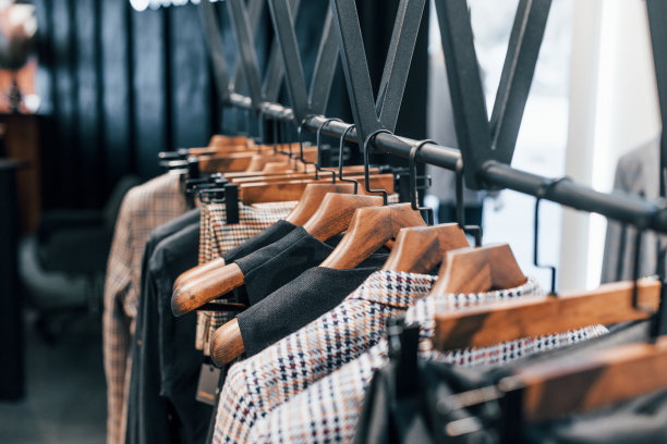 时髦的新衣服在现代商店。高贵的男士服饰图片下载