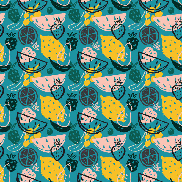 水果无缝图案收集多汁的水果图片下载