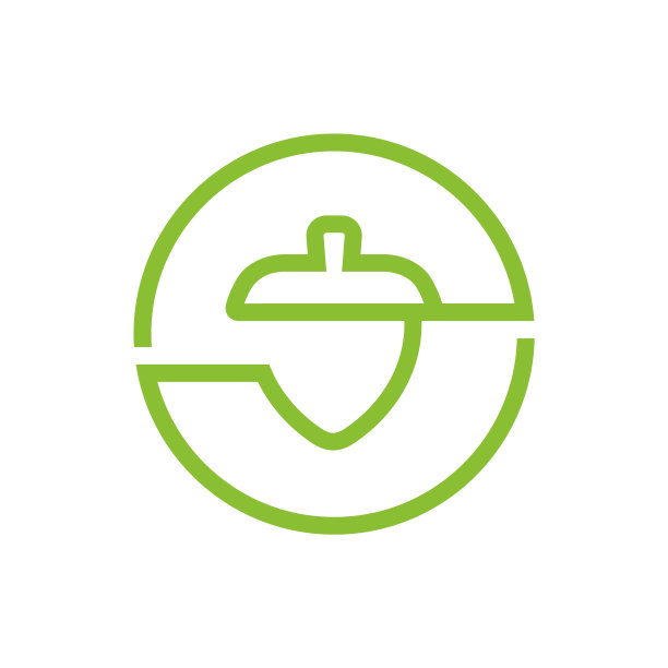 橡子坚果或橡树种子标志设计橡子线图标图片下载