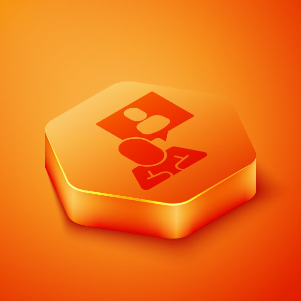 等距头部狩猎图标孤立在橙色图片下载