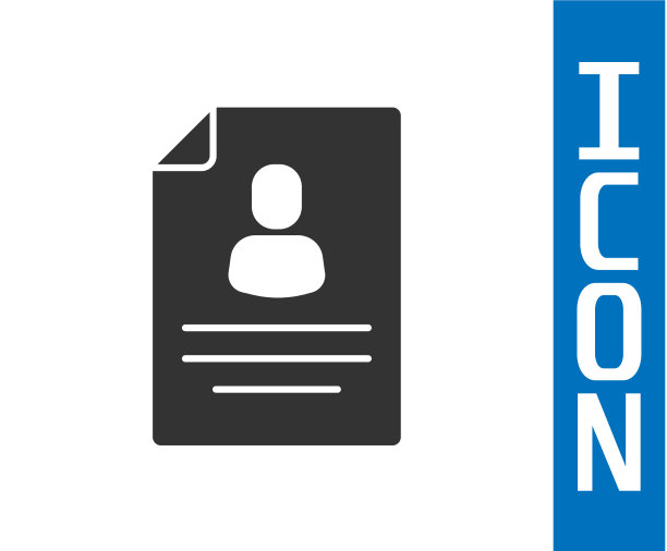 灰色简历图标孤立在白色背景简历图片下载