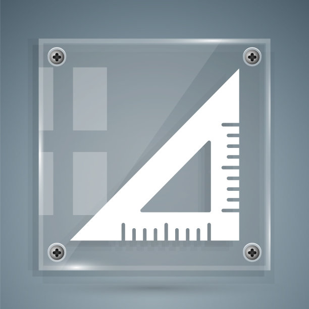 白色三角形标尺图标孤立在灰色图片下载