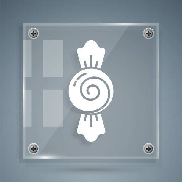 白色糖果图标孤立在灰色背景图片下载