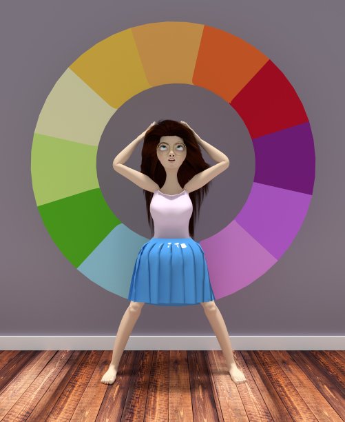 穿裙子的女孩在挑颜色图片下载