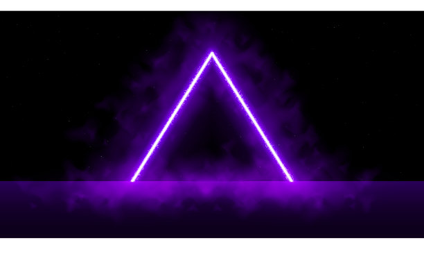 霓虹灯激光充满活力的三角形，火花，烟雾和图片下载