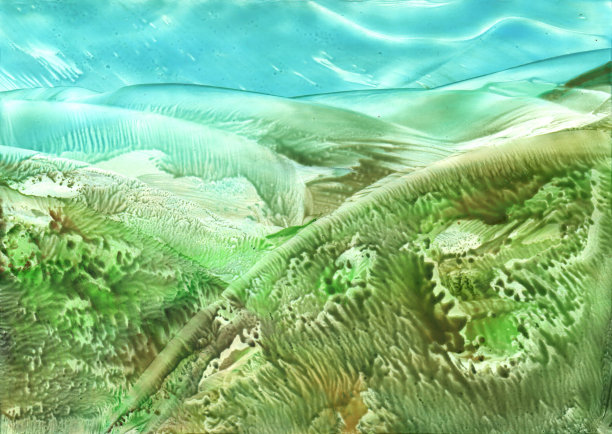 现代风景画的抽象写生与熔融颜料图片下载