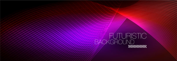 抽象的霓虹灯在黑暗中发出波浪般的光图片下载