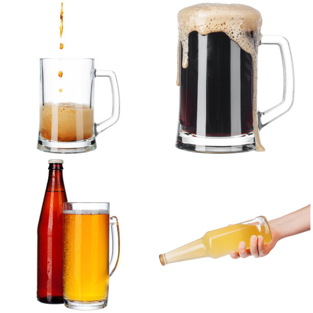 各种杯子和啤酒的拼贴图片下载