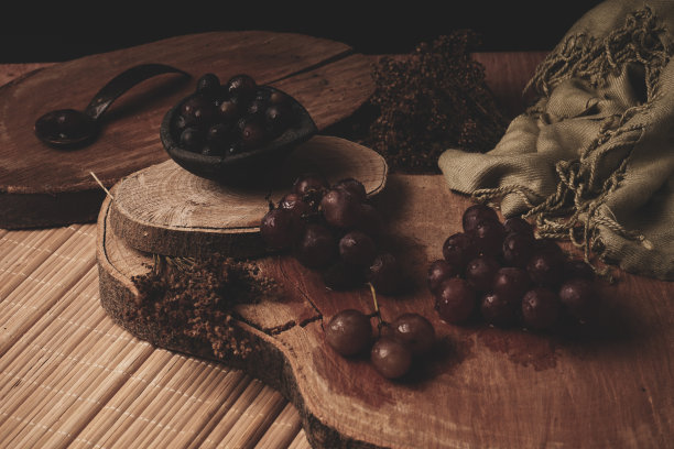 静物红葡萄，俯视图图片下载