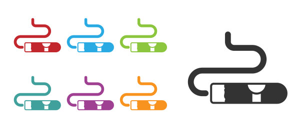 黑色雪茄图标孤立在白色背景设置图片下载