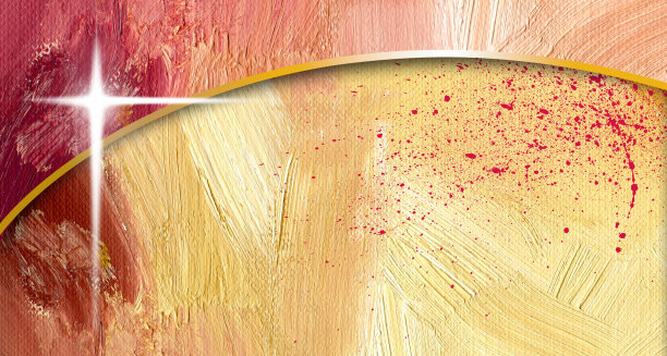 金色红色笔触抽象基督教十字架弧形背景图片下载