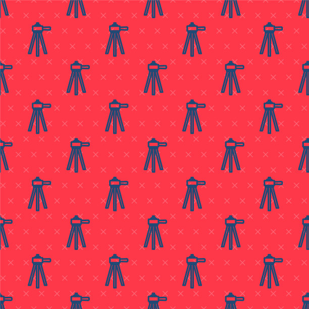 蓝线三脚架图标隔离无缝模式上图片下载