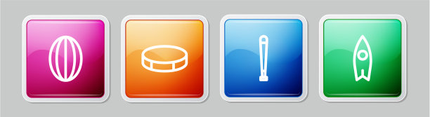 设置线，橄榄球，曲棍球，棒球棒和图片下载