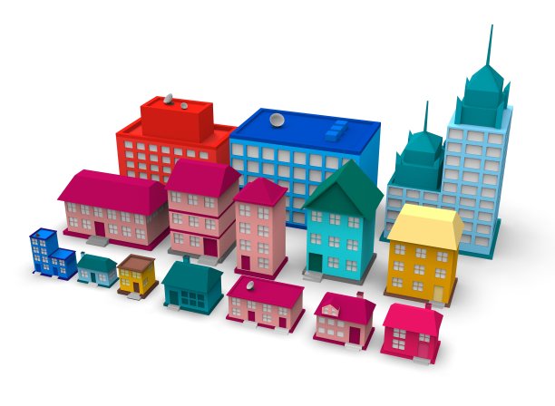 卡通建筑三维插图三维渲染渲染儿童色彩图片下载