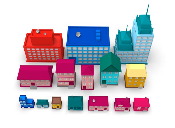 卡通建筑三维插图三维渲染渲染儿童色彩图片下载