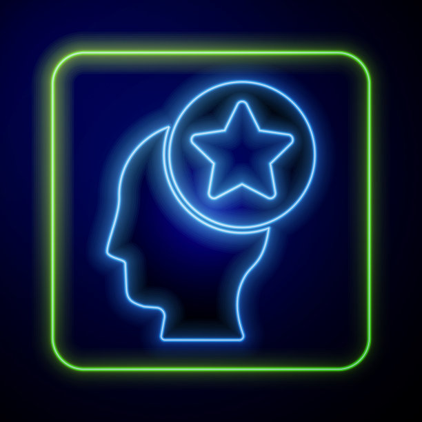 发光的霓虹灯美国头图标孤立在蓝色图片下载