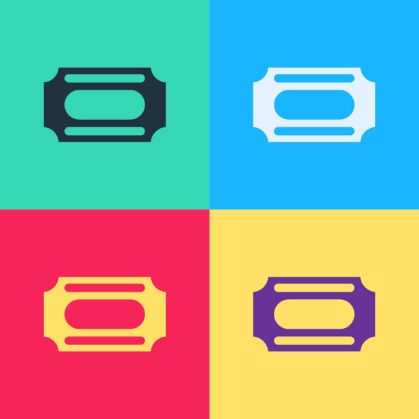 波普艺术马戏团门票图标孤立的颜色图片下载