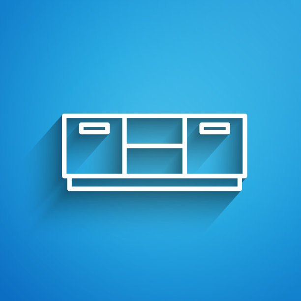 白色线条的家具床头柜图标孤立上图片下载