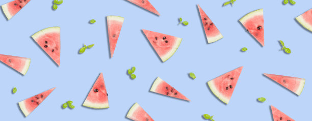 鲜甜西瓜切片。夏季素食健康清爽小吃。图片下载