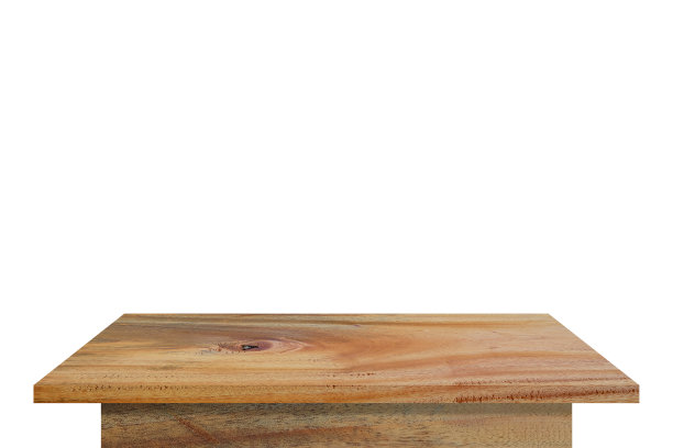 复古风格的空木制桌面用于放置物品或产品，家具用于室内和室外的家庭装饰，孤立在白色背景上图片下载