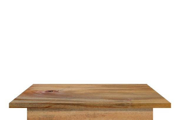 复古风格的空木制桌面用于放置物体或产品，室内装饰家具，隔离在白色背景上图片下载