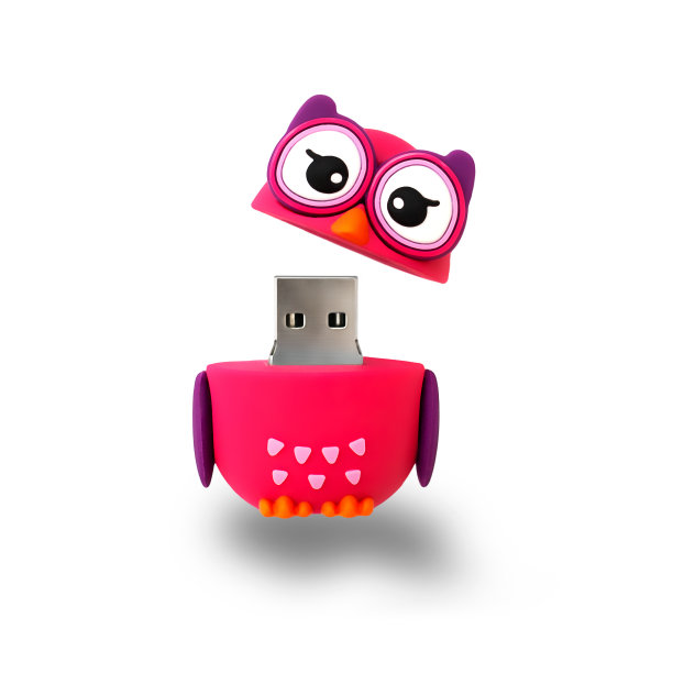 新颖的猫头鹰usb记忆棒隔离在白色背景图片下载