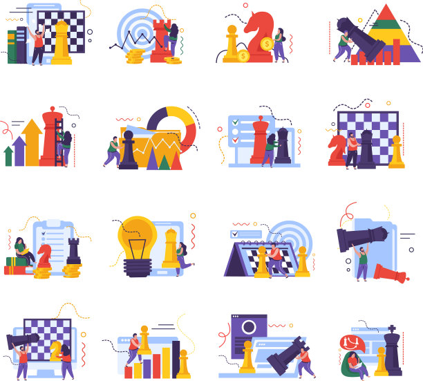 商业战略图标集图片下载