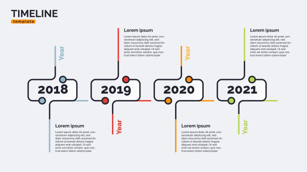 带有四个时间段的矢量时间轴最小信息图概念模板。可编辑的中风图片下载