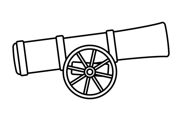 一个大炮孤立矢量插图。图片下载
