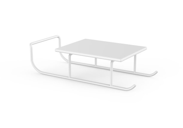 雪撬和雪橇模拟模板孤立的白色背景，3d插图图片下载