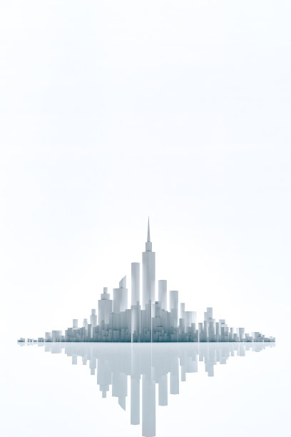 抽象的白色未来主义城市或建筑在黑暗的背景与光。设计师的未来技术概念。3 d渲染。图片下载