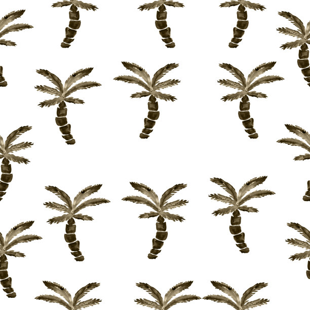 水彩无缝背景插图与棕榈树。印刷插图。打印一件t恤。纹理的装饰图片下载