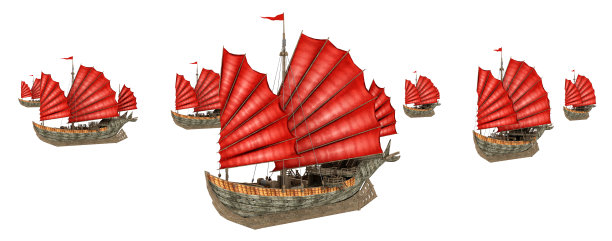 中国的船被隔离在白色背景下图片下载