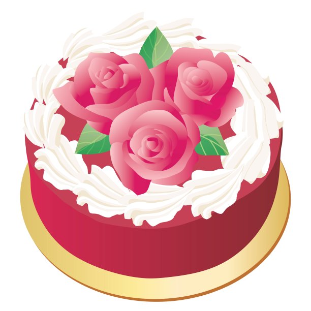 粉红玫瑰装饰蛋糕。图片下载