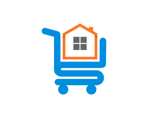 购物车上的房子标志图片下载
