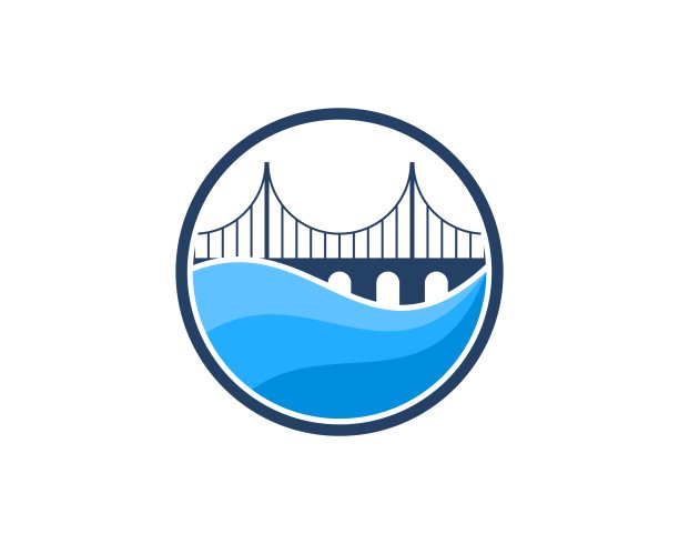 圆形，里面有抽象的海滩波和桥图片下载