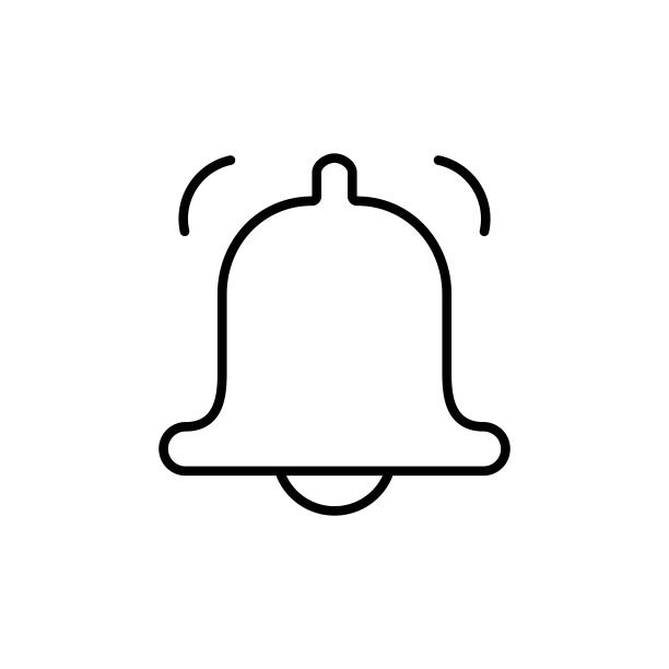 铃线图标在黑色，轮廓插图在白色。Notofication象征。孤立在白色背景上。时尚的平面风格的应用程序，图形设计，网站，用户界面，用户体验。向量EPS 10图片下载