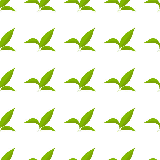 白色背景上的茶叶图案，用于包装或纺织品设计图片下载