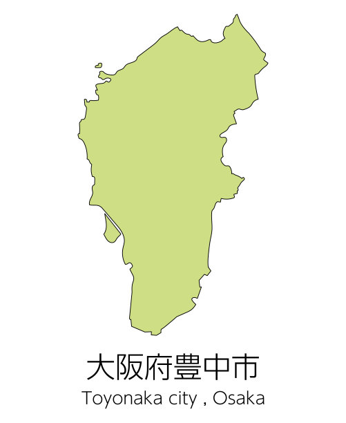 日本大阪府丰中市地图。翻译过来就是:“大阪府井田市。”图片下载