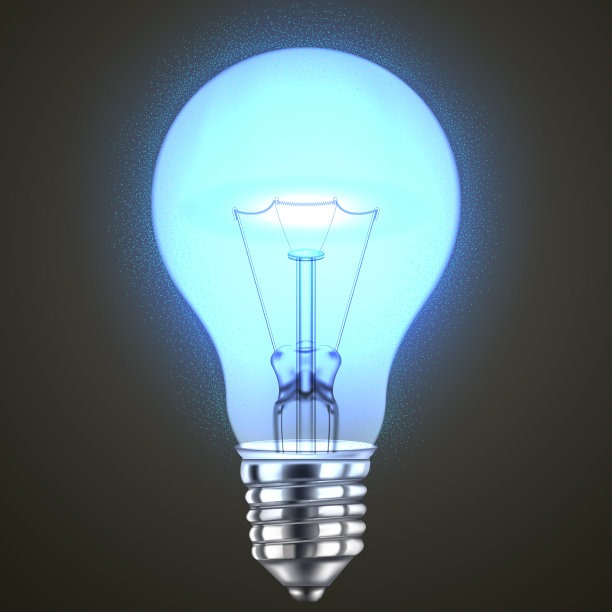 现实的蓝色灯泡光隔离在黑暗的背景。矢量插图。图片下载
