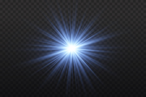 蓝色发光明亮的星星，闪闪发光的尘埃。图片下载