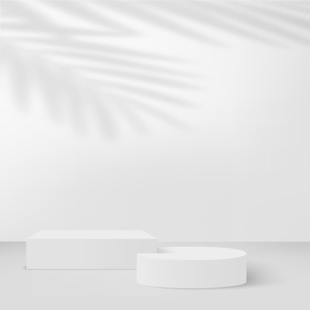 抽象背景与白色几何三维讲台。矢量插图。图片下载
