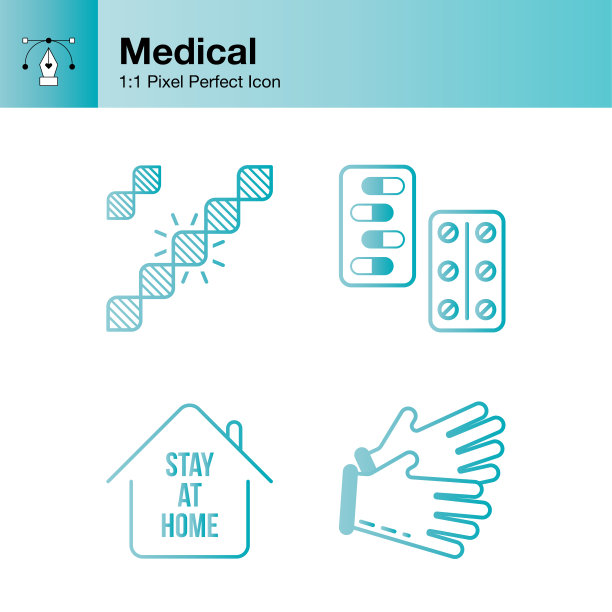 医疗和保健线图标渐变颜色图片下载