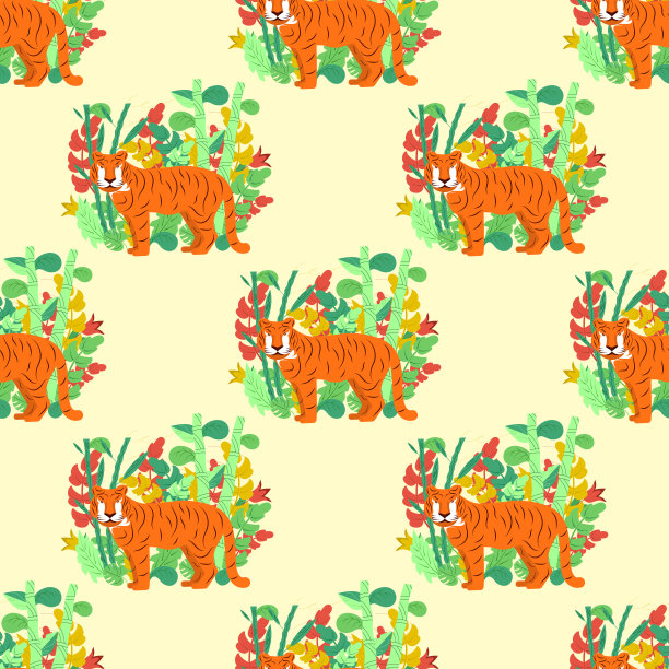 雨林中的老虎。模式图片下载